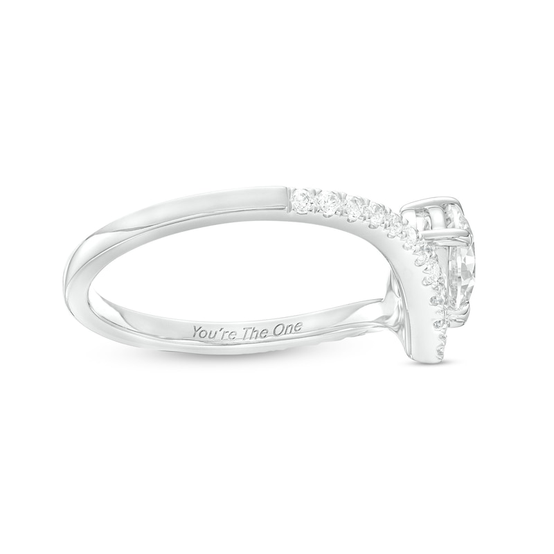 Main Image 3 of You're the One™ 3/8 CT. T.W. Certified Lab-Grown Diamond Chevron Engagement Ring in 14K White Gold (F/SI2)