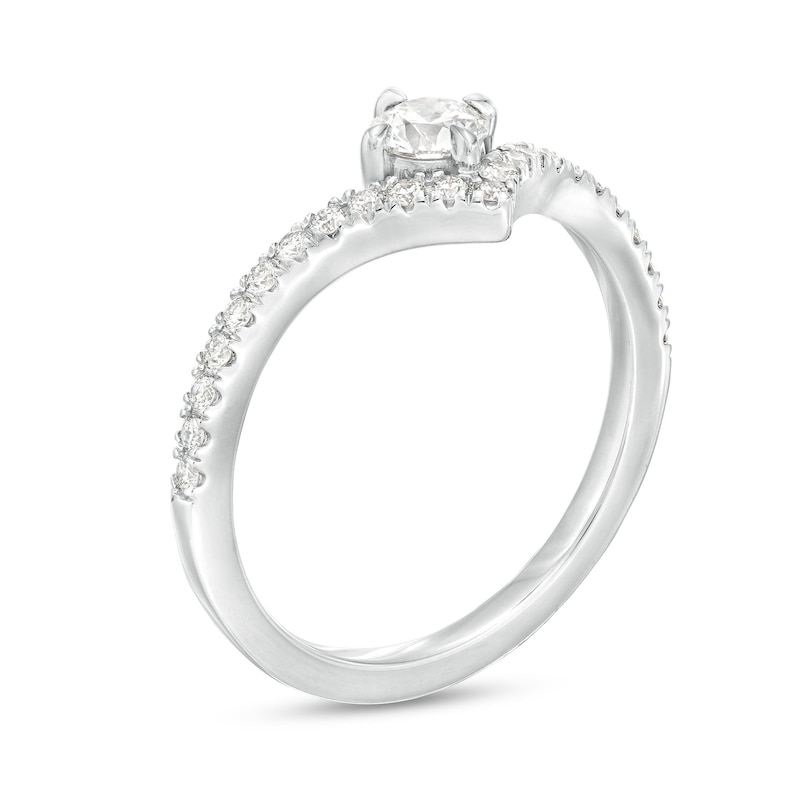Main Image 4 of You're the One™ 3/8 CT. T.W. Certified Lab-Grown Diamond Chevron Engagement Ring in 14K White Gold (F/SI2)