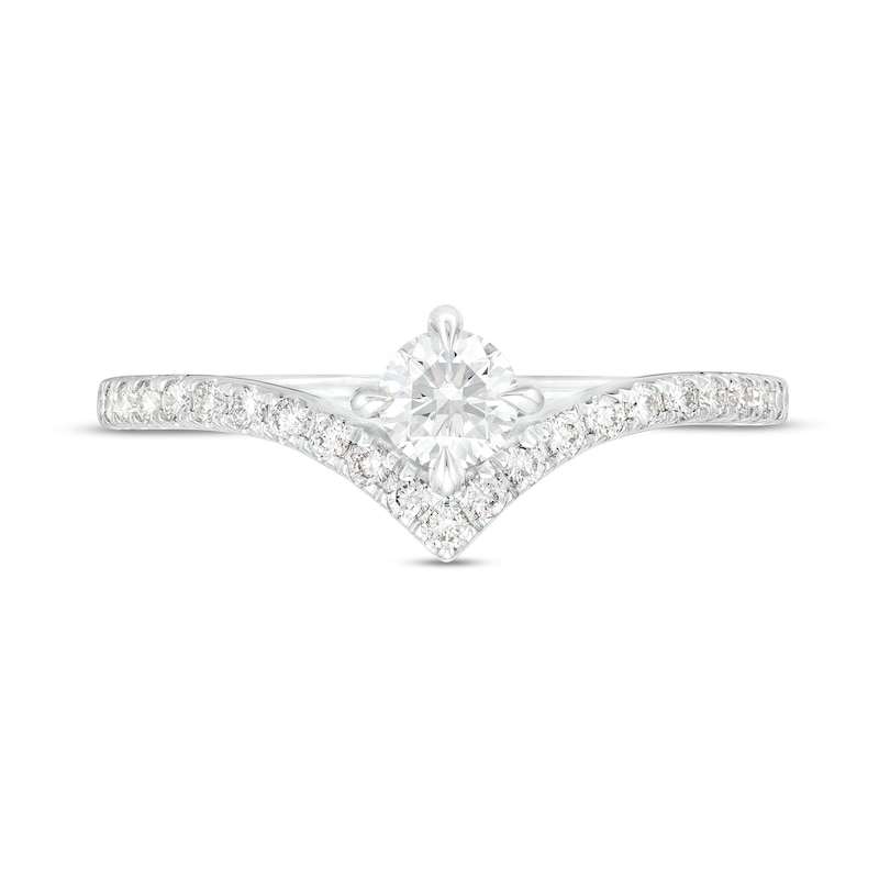 Main Image 5 of You're the One™ 3/8 CT. T.W. Certified Lab-Grown Diamond Chevron Engagement Ring in 14K White Gold (F/SI2)