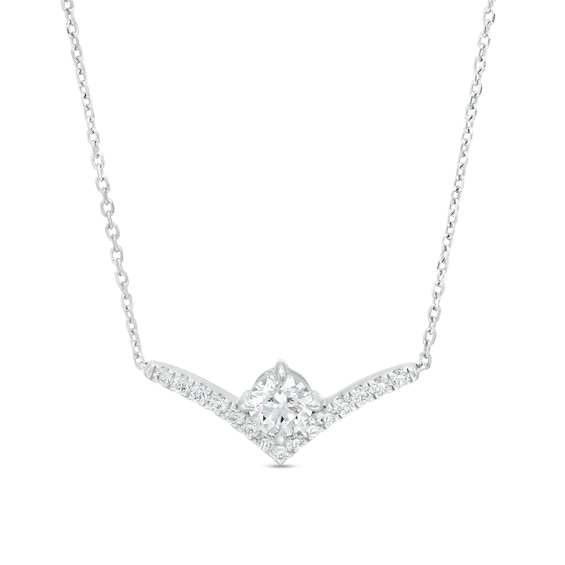 You're the One⢠5/8 CT. T.w. Certified Lab-Grown Diamond Chevron Necklace in 14K White Gold (F/Si2) â 18.5"