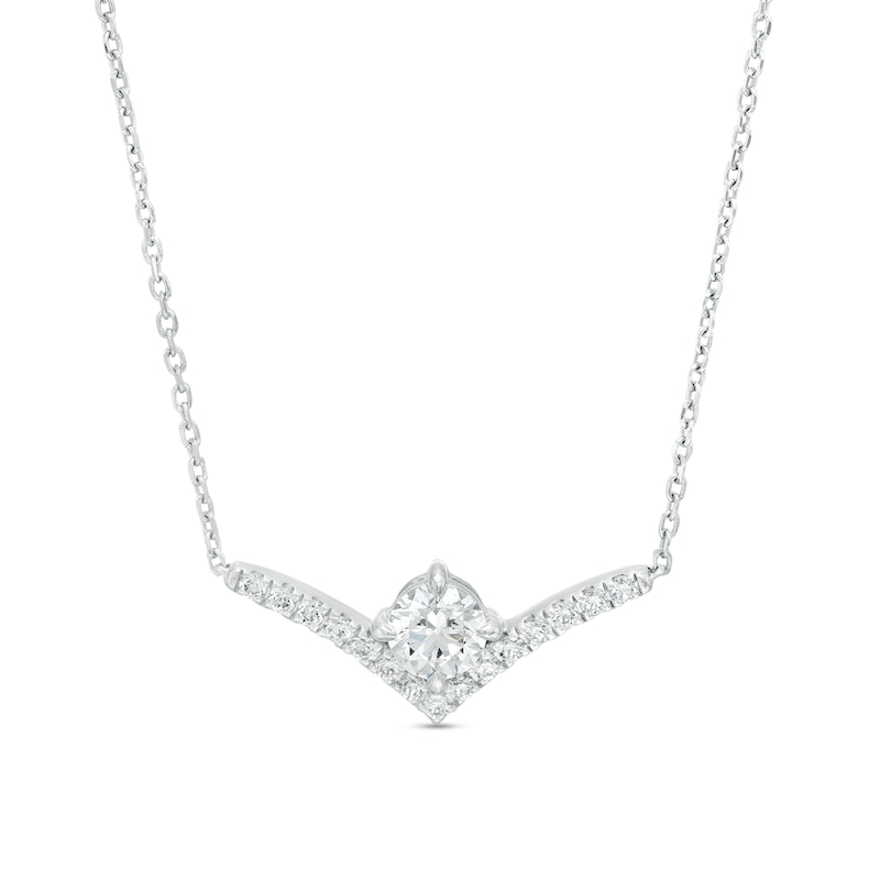 You're the One™ 5/8 CT. T.W. Certified Lab-Created Diamond Chevron Necklace in 14K White Gold (F/SI2) – 18.5"