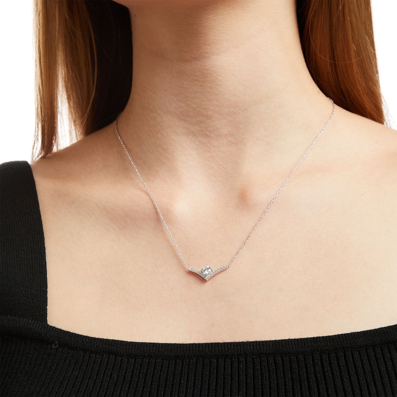 You're the One™ 5/8 CT. T.W. Certified Lab-Created Diamond Chevron Necklace in 14K White Gold (F/SI2) – 18.5"