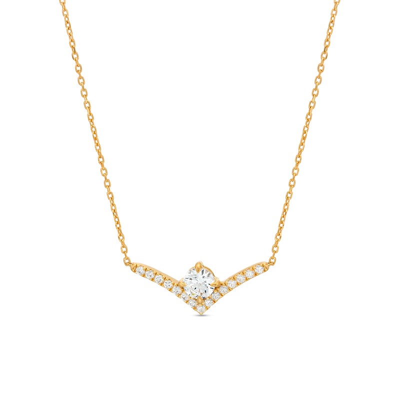 Main Image 1 of You're the One™ 5/8 CT. T.W. Certified Lab-Created Diamond Chevron Necklace in 14K Gold (F/SI2) – 18.5&quot;