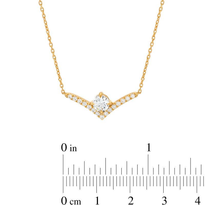 Main Image 3 of You're the One™ 5/8 CT. T.W. Certified Lab-Created Diamond Chevron Necklace in 14K Gold (F/SI2) – 18.5&quot;