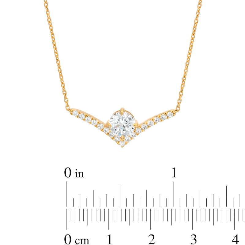 Main Image 3 of You're the One™ 1-1/5 CT. T.W. Certified Lab-Grown Diamond Chevron Necklace in 14K Gold (F/SI2) – 18.5"