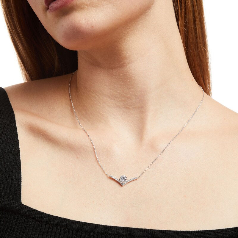 You're the One™ 1-1/5 CT. T.W. Certified Lab-Created Diamond Chevron Necklace in 14K White Gold (F/SI2) – 18.5"