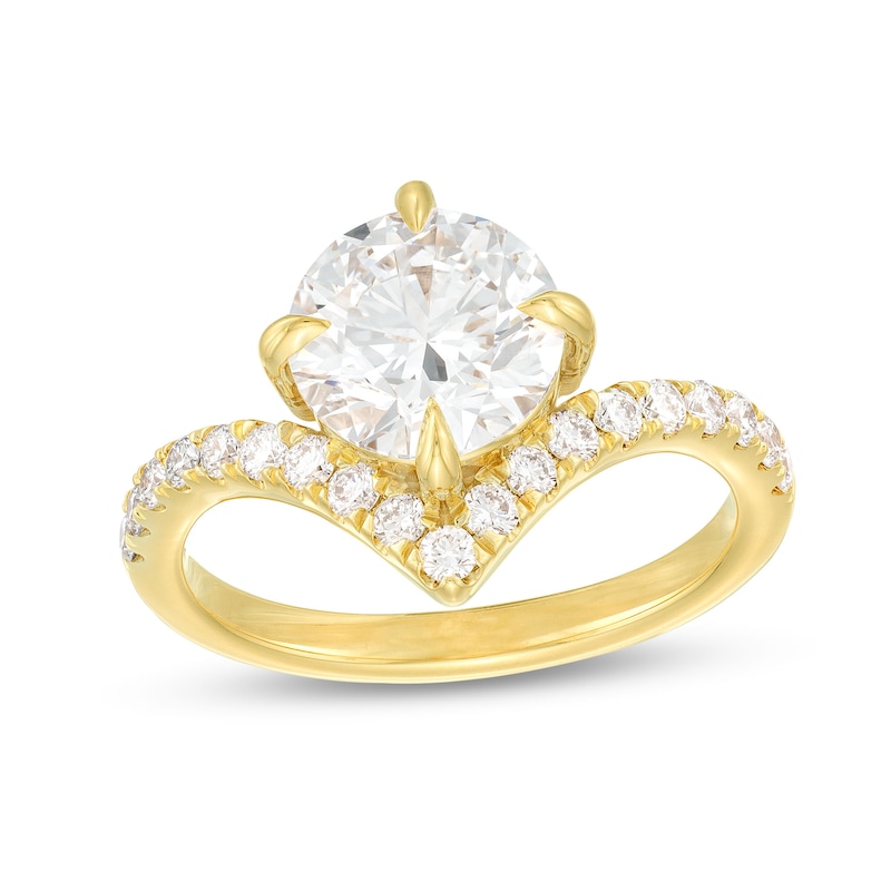 Main Image 1 of You're the One™ 2-1/3 CT. T.W. Certified Lab-Grown Diamond Chevron Engagement Ring in 14K Gold (F/SI2)