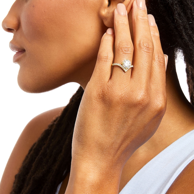Main Image 2 of You're the One™ 2-1/3 CT. T.W. Certified Lab-Grown Diamond Chevron Engagement Ring in 14K Gold (F/SI2)