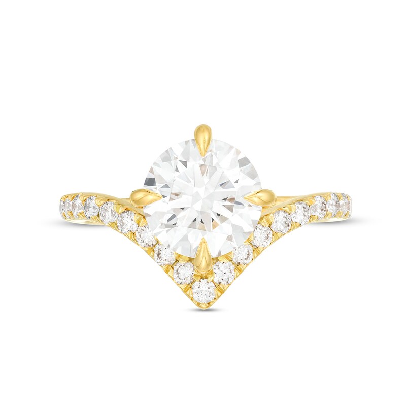 Main Image 5 of You're the One™ 2-1/3 CT. T.W. Certified Lab-Grown Diamond Chevron Engagement Ring in 14K Gold (F/SI2)