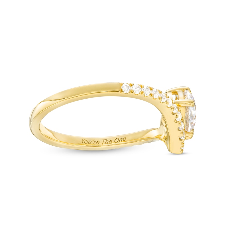 Main Image 3 of You're the One™ 3/8 CT. T.W. Certified Lab-Grown Diamond Chevron Engagement Ring in 14K Gold (F/SI2)