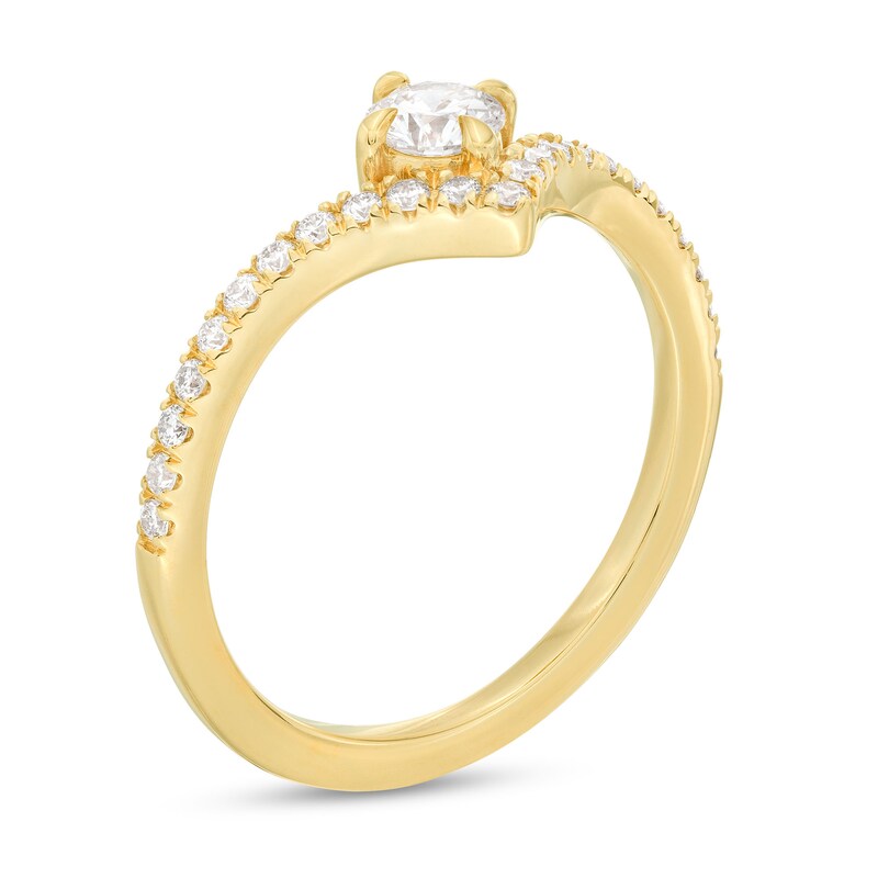 Main Image 4 of You're the One™ 3/8 CT. T.W. Certified Lab-Grown Diamond Chevron Engagement Ring in 14K Gold (F/SI2)