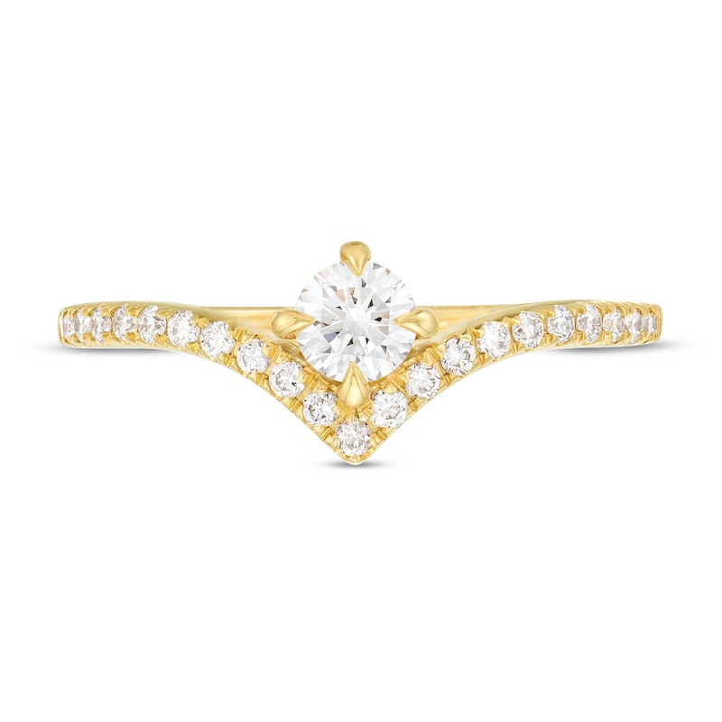 Main Image 5 of You're the One™ 3/8 CT. T.W. Certified Lab-Grown Diamond Chevron Engagement Ring in 14K Gold (F/SI2)