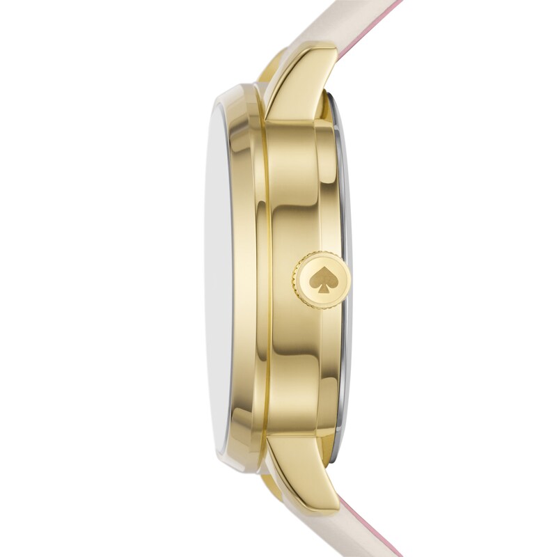 Main Image 3 of Ladies' Kate Spade Metro Gold-Tone IP White Leather Strap Watch with Mother-of-Pearl Dial (Model: KSW1779)