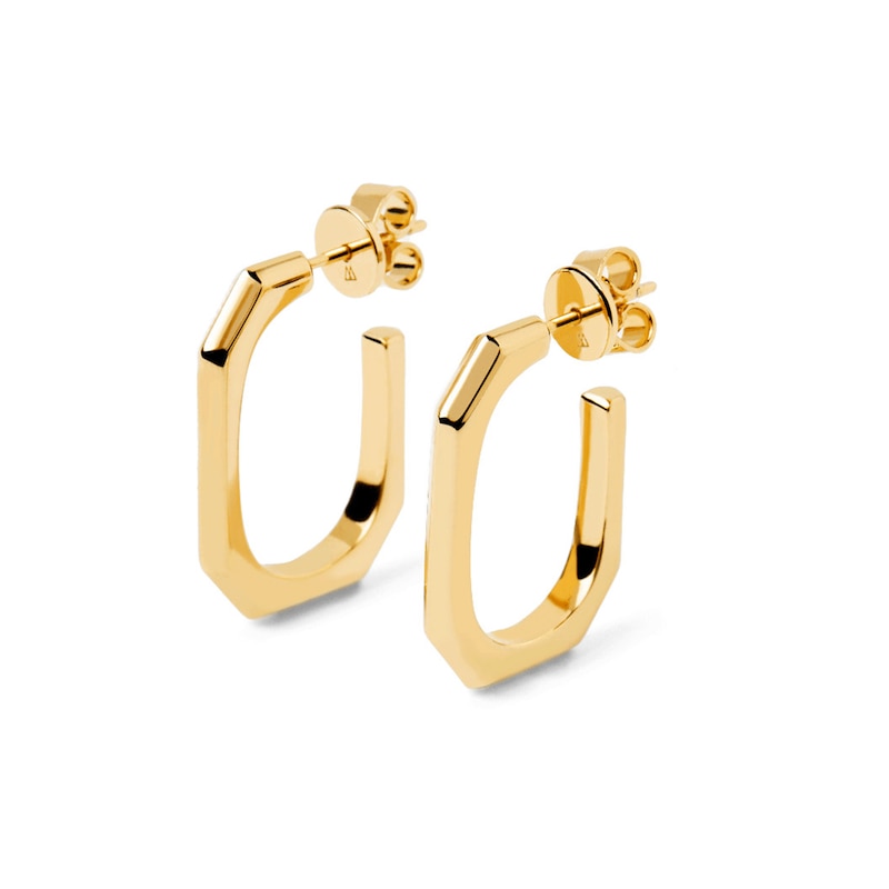 Main Image 1 of PDPAOLA™ at Zales Octagonal-Shaped Open Hoop Earrings in Brass with 18K Gold Plate