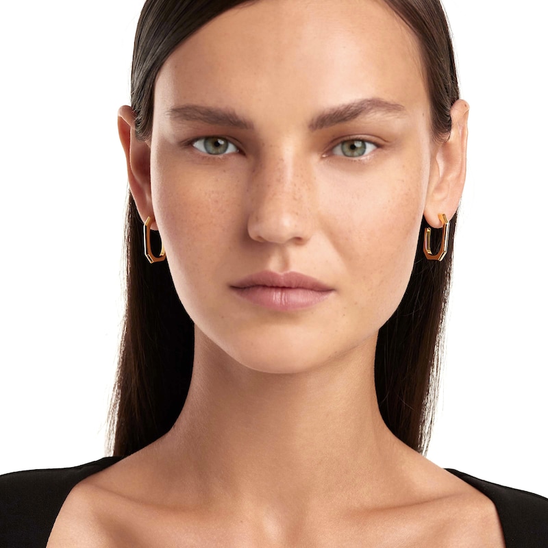 Main Image 4 of PDPAOLA™ at Zales Octagonal-Shaped Open Hoop Earrings in Brass with 18K Gold Plate