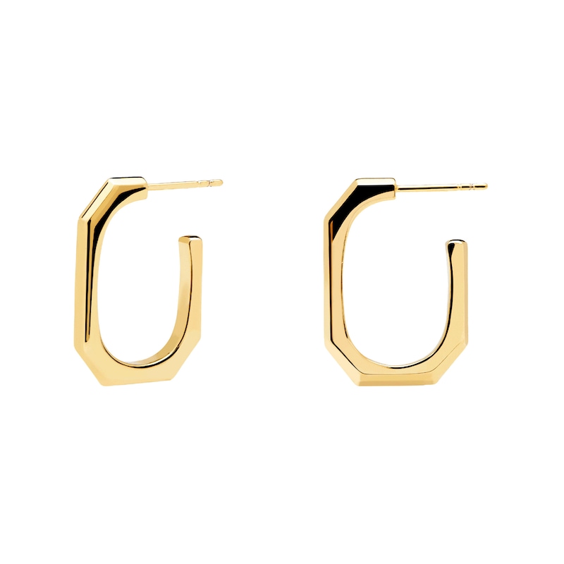 Main Image 5 of PDPAOLA™ at Zales Octagonal-Shaped Open Hoop Earrings in Brass with 18K Gold Plate
