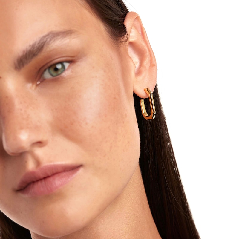 Main Image 6 of PDPAOLA™ at Zales Octagonal-Shaped Open Hoop Earrings in Brass with 18K Gold Plate