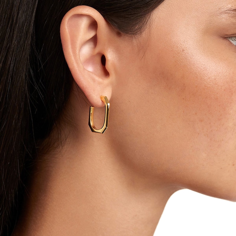Main Image 7 of PDPAOLA™ at Zales Octagonal-Shaped Open Hoop Earrings in Brass with 18K Gold Plate