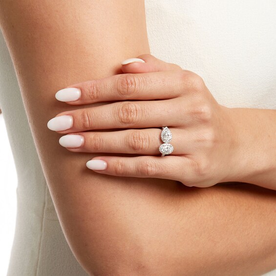 KleinfeldÂ® x Zales 2-3/8 CT. T.w. Certified Oval and Pear-Shaped Lab-Grown Diamond Engagement Ring in Platinum (F/Vs2)