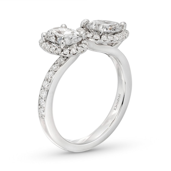 KleinfeldÂ® x Zales 2-3/8 CT. T.w. Certified Oval and Pear-Shaped Lab-Grown Diamond Engagement Ring in Platinum (F/Vs2)