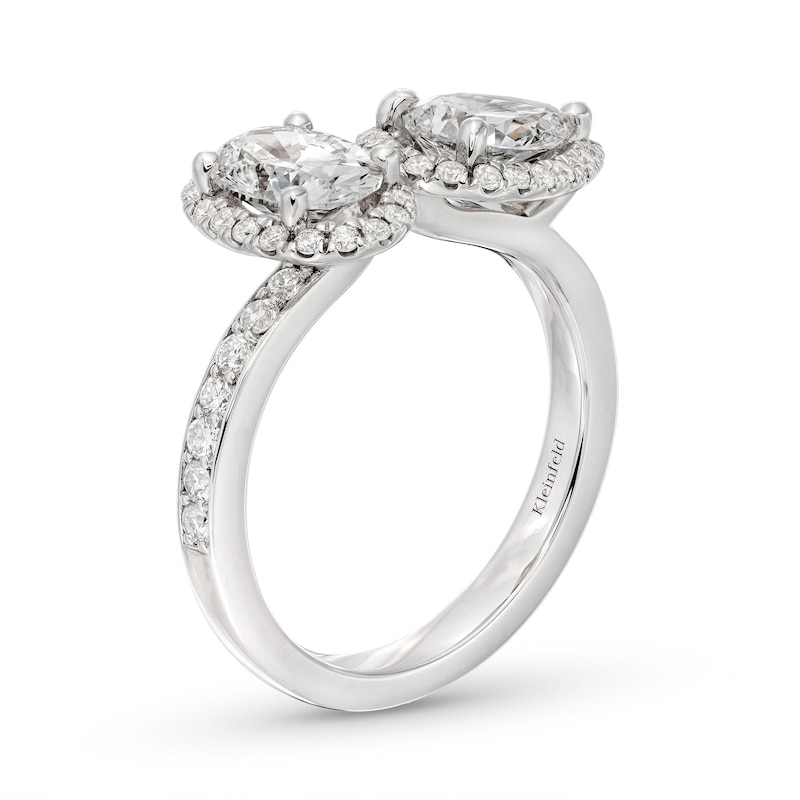 Kleinfeld® x Zales 2-3/8 CT. T.W. Certified Oval and Pear-Shaped Lab-Created Diamond Engagement Ring in Platinum (F/VS2)