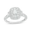 Thumbnail Image 1 of 1 CT. T.W. Emerald-Cut Diamond Double Frame Collar Engagement Ring in 14K White Gold
