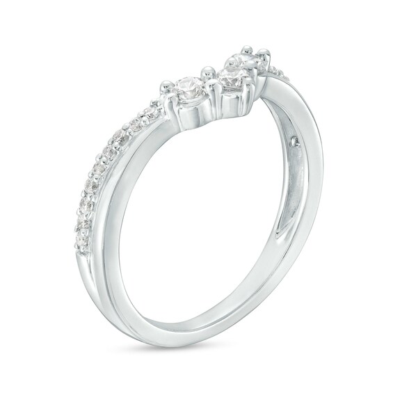 1/3 CT. T.w. Diamond Three Stone Chevron Anniversary Band in 14K White Gold