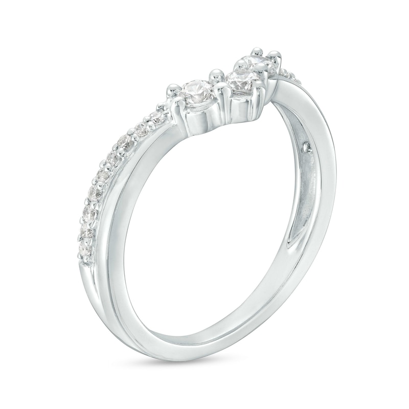 Main Image 3 of 1/3 CT. T.W. Diamond Three Stone Chevron Anniversary Band in 14K White Gold