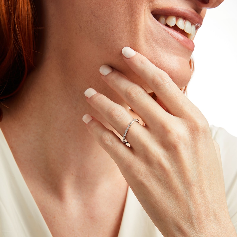 Main Image 2 of 1/4 CT. T.W. Diamond Alternating Anniversary Band in 10K White Gold
