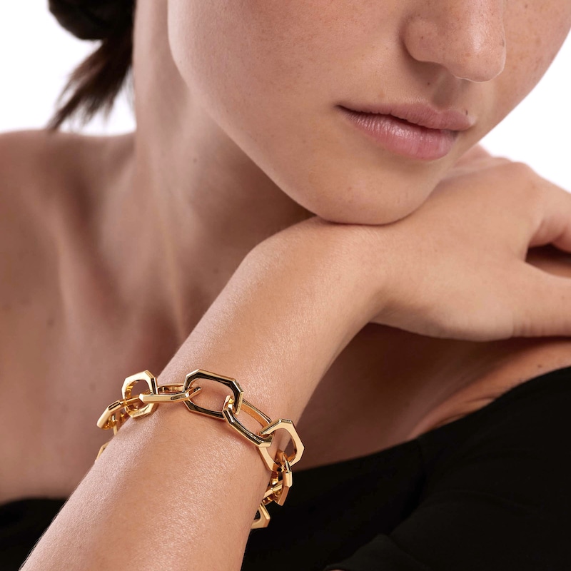 Main Image 2 of PDPAOLA™ at Zales 14.5mm Paper Clip Link Chain Bracelet in Brass with 18K Gold Plate – 8.27"