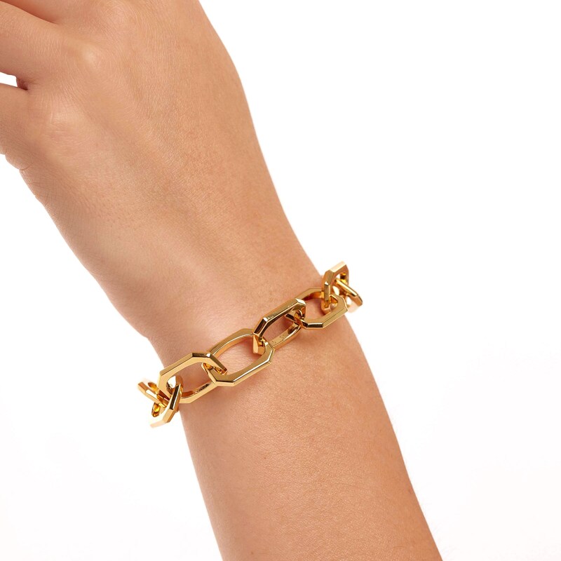 Main Image 4 of PDPAOLA™ at Zales 14.5mm Paper Clip Link Chain Bracelet in Brass with 18K Gold Plate – 8.27"