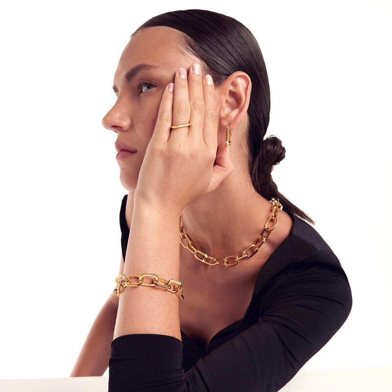 Main Image 8 of PDPAOLA™ at Zales 14.5mm Paper Clip Link Chain Bracelet in Brass with 18K Gold Plate – 8.27"