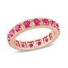 Thumbnail Image 1 of Lab-Created Ruby Vintage-Style Eternity Band in Sterling Silver with Rose Rhodium