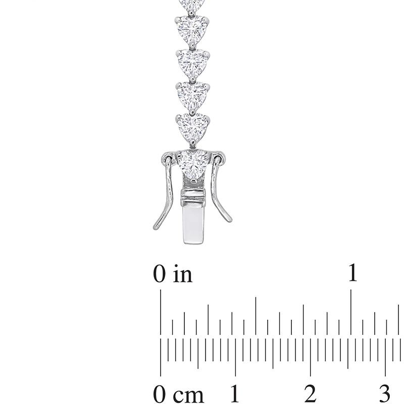Main Image 3 of 4.0mm Heart-Shaped White Lab-Created Sapphire Tennis Bracelet in Sterling Silver - 7.5"