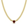 Thumbnail Image 1 of 8.0mm Heart-Shaped Lab-Created Ruby Solitaire Curb Chain Necklace in Sterling Silver with Yellow Rhodium