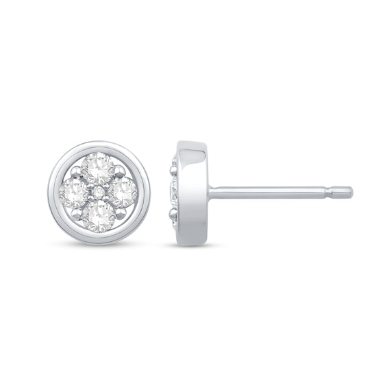 3/8 CT. T.w. Diamond Circle Stud Earrings in 14K White Gold