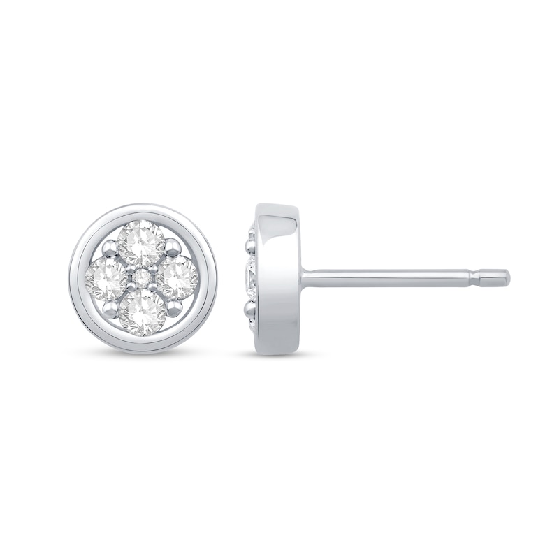 Main Image 1 of 3/8 CT. T.W. Diamond Circle Stud Earrings in 14K White Gold