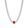Thumbnail Image 1 of 7.0mm Lab-Created Ruby Solitaire Curb Chain Necklace in Sterling Silver - 17.5"