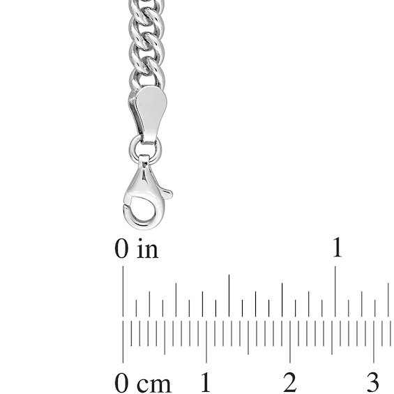 7.0mm Lab-Created Ruby Solitaire Curb Chain Necklace in Sterling Silver - 17.5"