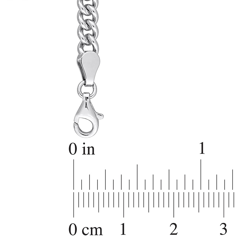 Main Image 4 of 7.0mm Lab-Created Ruby Solitaire Curb Chain Necklace in Sterling Silver - 17.5"