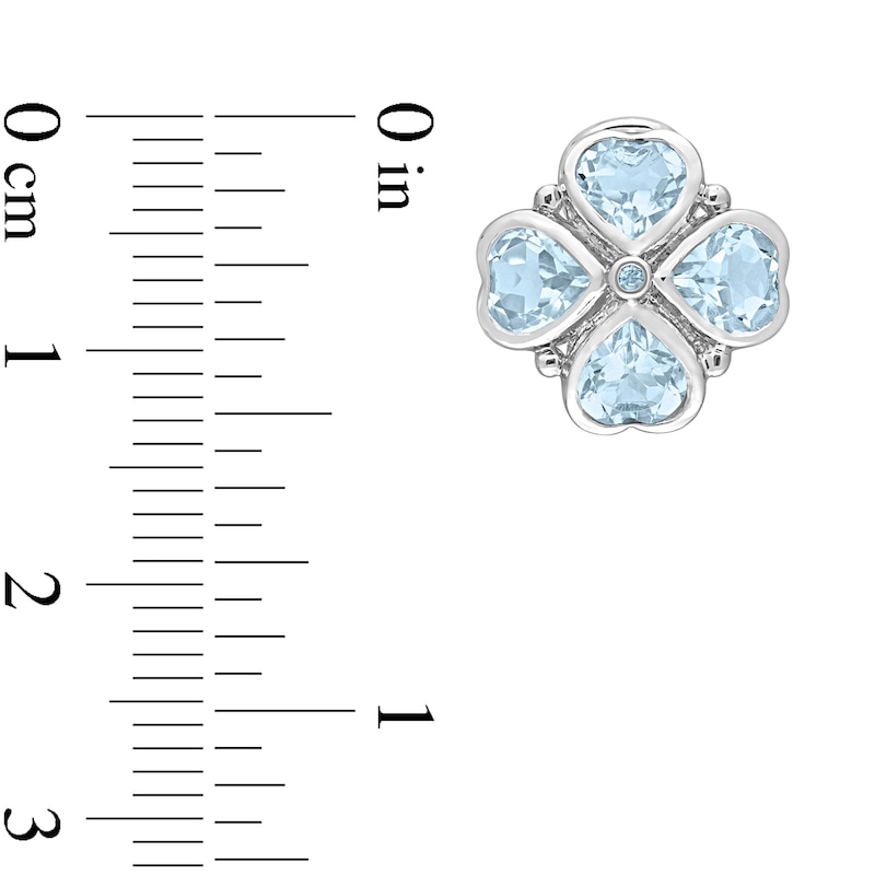 5.0mm Heart-Shaped and Round Sky Blue Topaz Clover Stud Earrings in Sterling Silver
