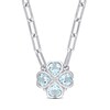 Thumbnail Image 1 of 6.0mm Heart-Shaped Sky Blue Topaz and Diamond Accent Clover Necklace in Sterling Silver