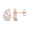 Thumbnail Image 0 of Pear-Shaped Morganite and White Topaz Frame Stud Earrings in Sterling Silver with Rose Rhodium