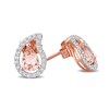 Thumbnail Image 1 of Pear-Shaped Morganite and White Topaz Frame Stud Earrings in Sterling Silver with Rose Rhodium