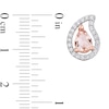 Thumbnail Image 3 of Pear-Shaped Morganite and White Topaz Frame Stud Earrings in Sterling Silver with Rose Rhodium