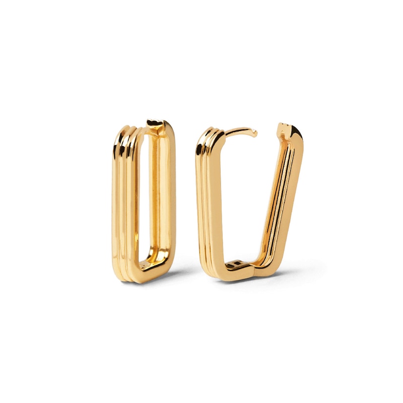 PDPAOLA™ at Zales Ribbed Hoop Earrings in Sterling Silver with 18K Gold Plate