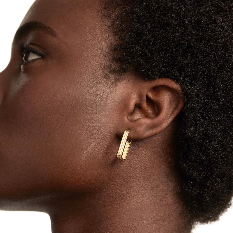 PDPAOLA™ at Zales Ribbed Hoop Earrings in Sterling Silver with 18K Gold Plate