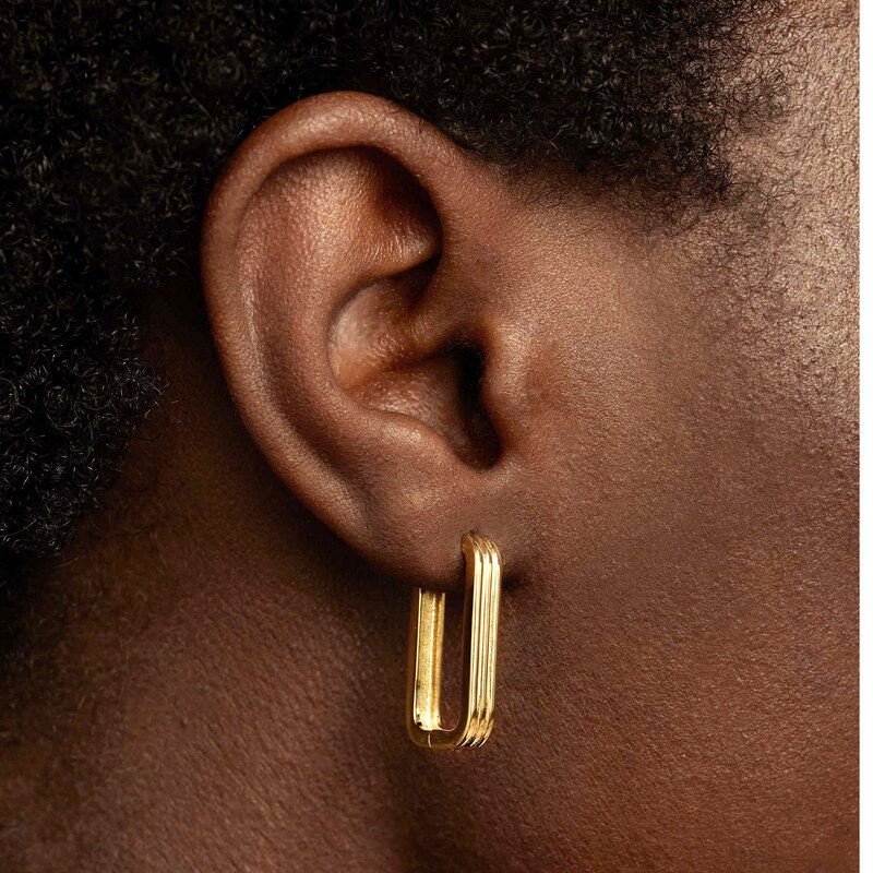 Main Image 6 of PDPAOLA™ at Zales Ribbed Hoop Earrings in Sterling Silver with 18K Gold Plate