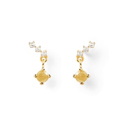 PDPAOLA™ at Zales Yellow and White Cubic Zirconia Stud Earrings in Sterling Silver with 18K Gold Plate