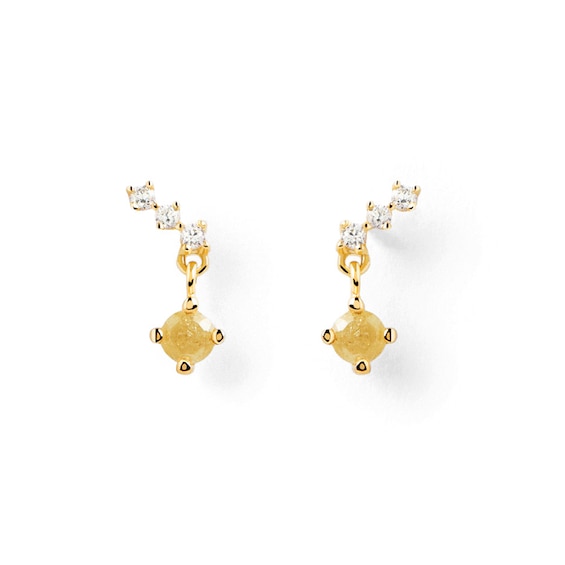 PDPAOLAâ¢ at Zales Yellow and White Cubic Zirconia Stud Earrings in Sterling Silver with 18K Gold Plate